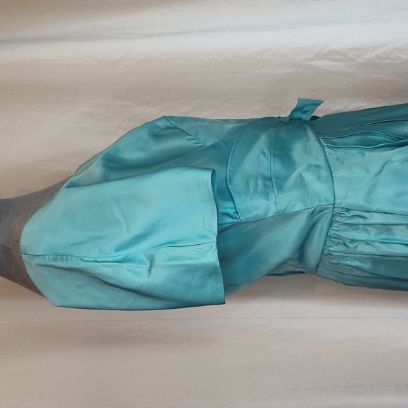 60s Vintage Cinderella Blue Full Length Formal Gown Short Sleeves - Picture 5 of 16